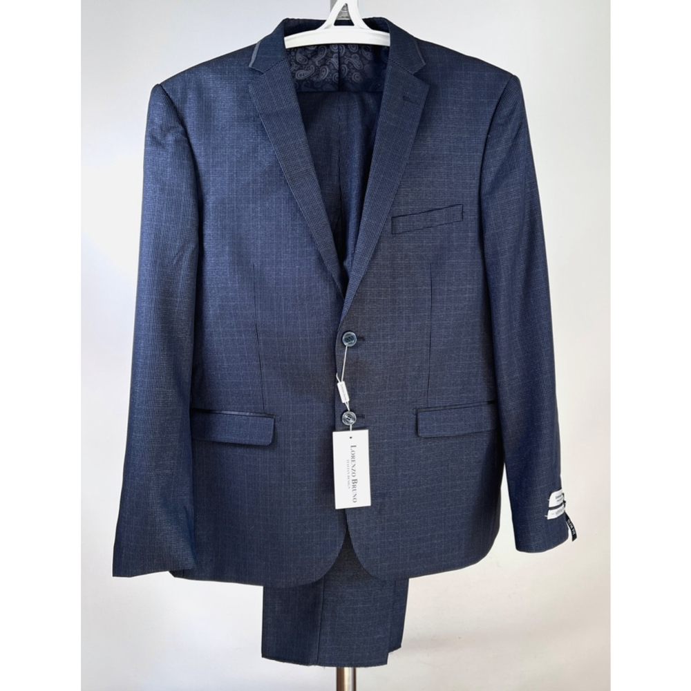 NWT Lorenzo Bruno Navy Suit 44L 37W Italy